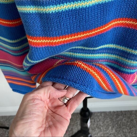 Lauren by Ralph Lauren Bright Colored Cotton Striped Sweater - Large - Picture 4 of 10